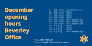 Beverley Office Xmas opening hours