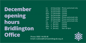 Bridlington Office Opening Hours