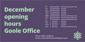 Goole Office Xmas opening Hours
