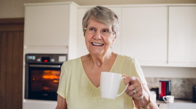 Mature women with a mug