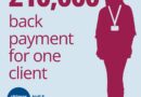 Graphic shows a Citizens Advice advisor in silhouette with the logo for Citizens Advice Hull & East Riding with the text: "£10,000 back payment for one client"