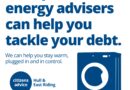 Graphic shows a washing machine in silhouette with the logo of Citizens Advice Hull & East Riding and the text: Our specialist energy advisers can help you tackle your debt We can help you stay warm, plugged in and in control #DebtAwarenessWeek