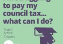 Graphic shows envelopes dropping through a letterbox with the text "I'm struggling to pay my council tax... what can I do? - March Advice Column" and the logo of Citizens Advice Hull & East Riding